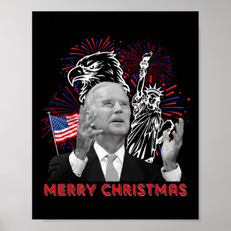 Funny Joe Biden Merry Christmas In July Usa Flag 4 Poster