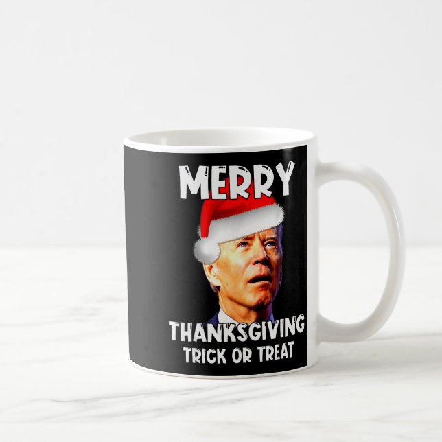 Funny Joe Biden Santa Hat Merry Thanksgiving Chris Coffee Mug (Right)