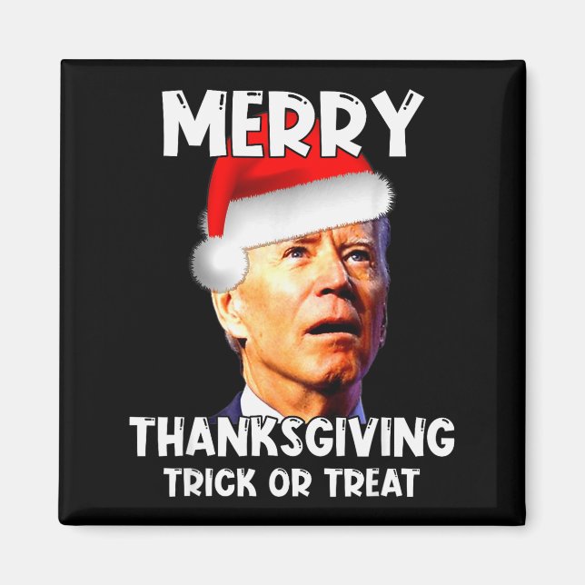 Funny Joe Biden Santa Hat Merry Thanksgiving Chris Magnet (Front)