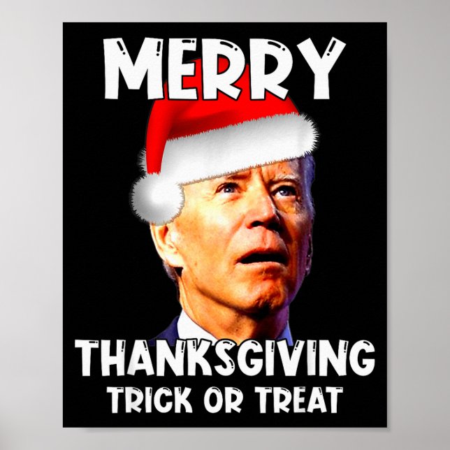 Funny Joe Biden Santa Hat Merry Thanksgiving Chris Poster (Front)