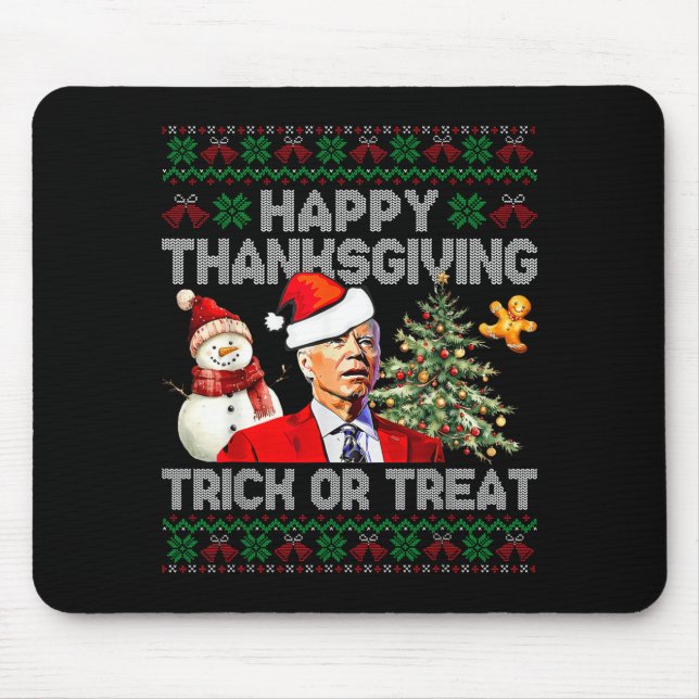 Funny Joe Biden Santa Merry Thanksgiving Christmas Mouse Pad (Front)