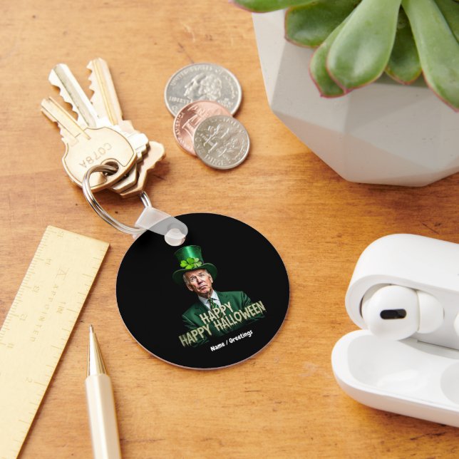 Funny Joe Biden St. Patrick’s Day Confused  Key Ring (Desk)