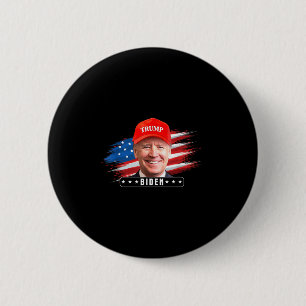 Funny Joe Biden Wearing Hat Trump  6 Cm Round Badge