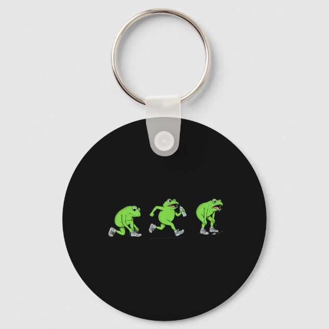 Funny Jogging Frogs Running Frog Half Marathon 10k Key Ring (Front)
