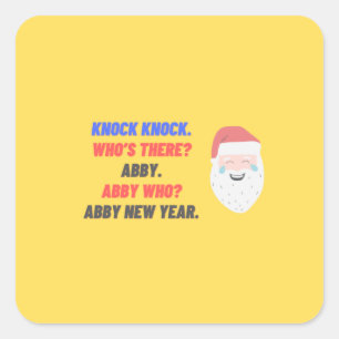 funny joke about new year square sticker
