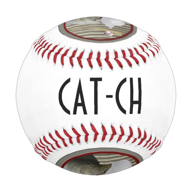 Funny joke "cat-ch" cat baseball (Back)