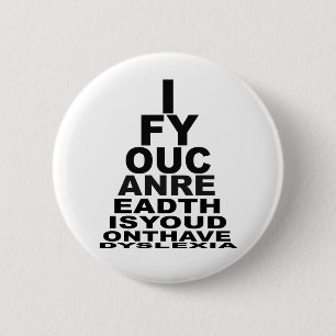 Funny joke eyechart 6 cm round badge