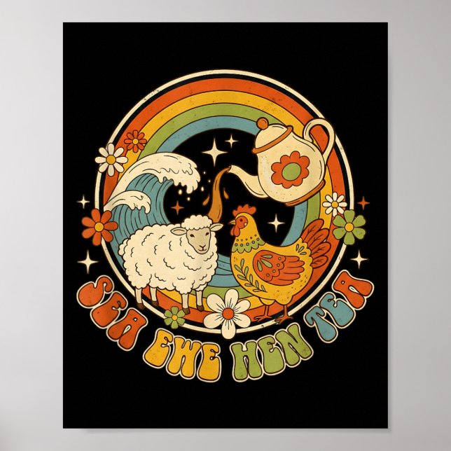 Funny Joke Quote Saying Humor Sea Ewe Hen Tea Men  Poster (Front)