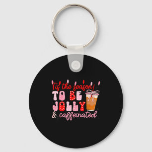 Funny Jolly And Caffeinated Christmas Tree Coffee Key Ring