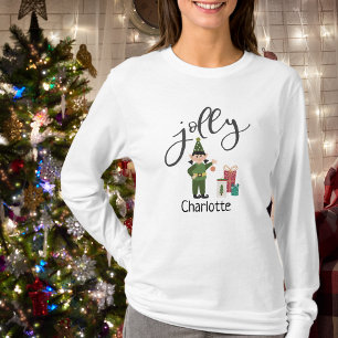Funny Jolly Elf Christmas Name Ladies T-Shirt