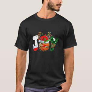 Funny Joy Basketball Santa Hat Reindeer Christmas T-Shirt