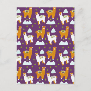 Funny Joy Mountain Winter Holiday Alpaca Llamas Postcard