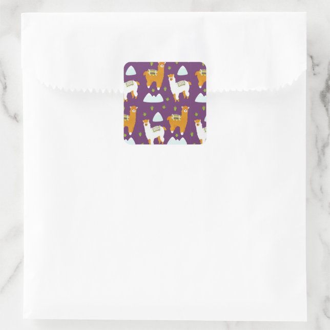 Funny Joy Mountain Winter Holiday Alpaca Llamas Square Sticker (Bag)