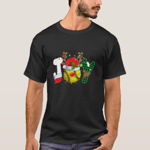 Funny Joy Softball Santa Hat Reindeer Christmas Li T-Shirt