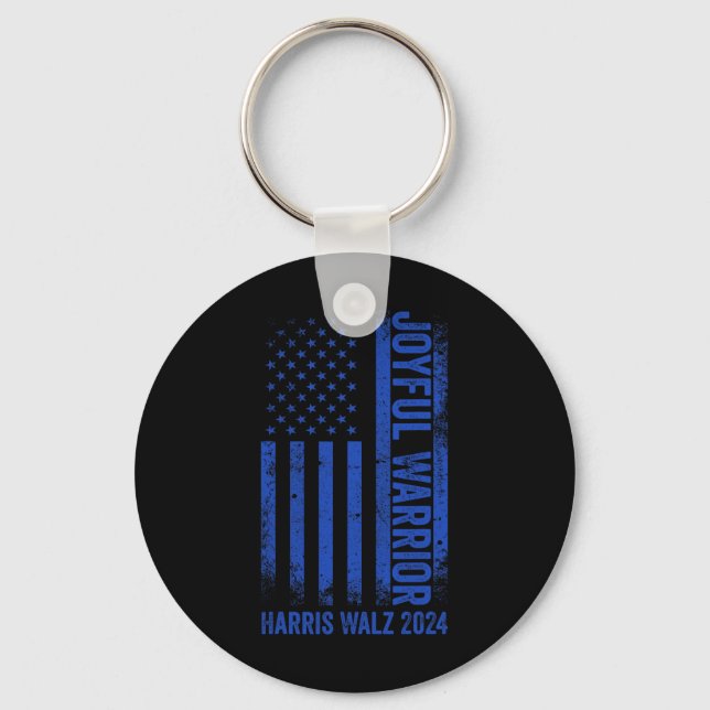 Funny Joyful Warrior Harris Waltz 2024 Usa Flag  Key Ring (Front)