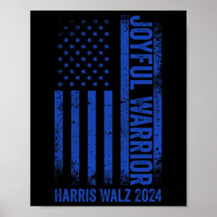 Funny Joyful Warrior Harris Waltz 2024 Usa Flag  Poster