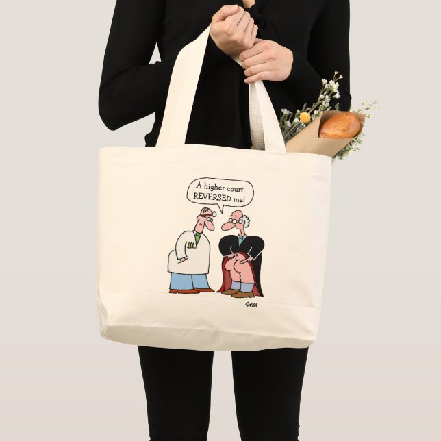 Funny Judge Cartoon Art Reversed By Higher Court Large Tote Bag (Front (Product))