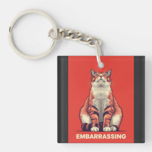 Funny Judging Cat Embarrassing Retro Poster Art Key Ring