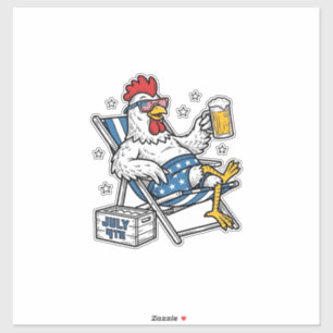 Funny July 4th Chicken Beer Patriotic Shirt Design