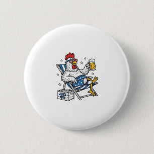 Funny July 4th Chicken Beer Patriotic Shirt Design 6 Cm Round Badge