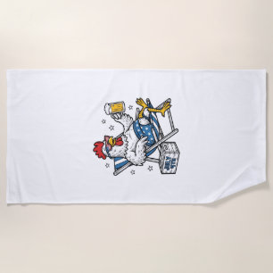 Funny July 4th Chicken Beer Patriotic Shirt Design Beach Towel