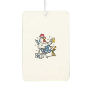 Funny July 4th Chicken Beer Patriotic Shirt Design Car Air Freshener