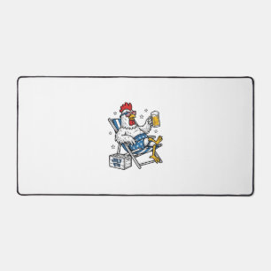 Funny July 4th Chicken Beer Patriotic Shirt Design Desk Mat