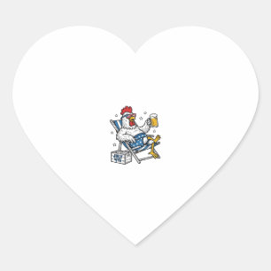 Funny July 4th Chicken Beer Patriotic Shirt Design Heart Sticker