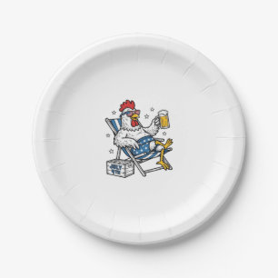 Funny July 4th Chicken Beer Patriotic Shirt Design Paper Plate