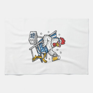 Funny July 4th Chicken Beer Patriotic Shirt Design Tea Towel