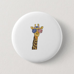 Funny July 4th US Flag Patriotic Giraffe 6 Cm Round Badge