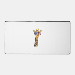 Funny July 4th US Flag Patriotic Giraffe Desk Mat