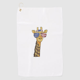 Funny July 4th US Flag Patriotic Giraffe Golf Towel