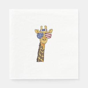 Funny July 4th US Flag Patriotic Giraffe Napkin