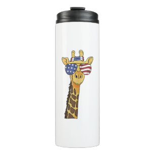 Funny July 4th US Flag Patriotic Giraffe  Thermal Tumbler