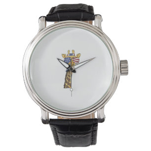 Funny July 4th US Flag Patriotic Giraffe Watch