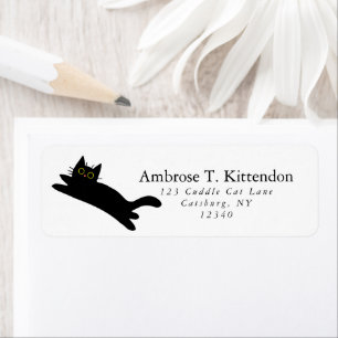 Funny Jumping Acrobat Black Cat Art Silhouette Return Address Label