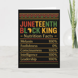 Funny Juneteenth Black King Nutritional Facts Mela Card