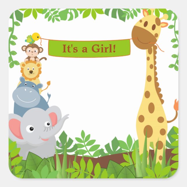Funny Jungle Animals Announcements Sticker (Front)