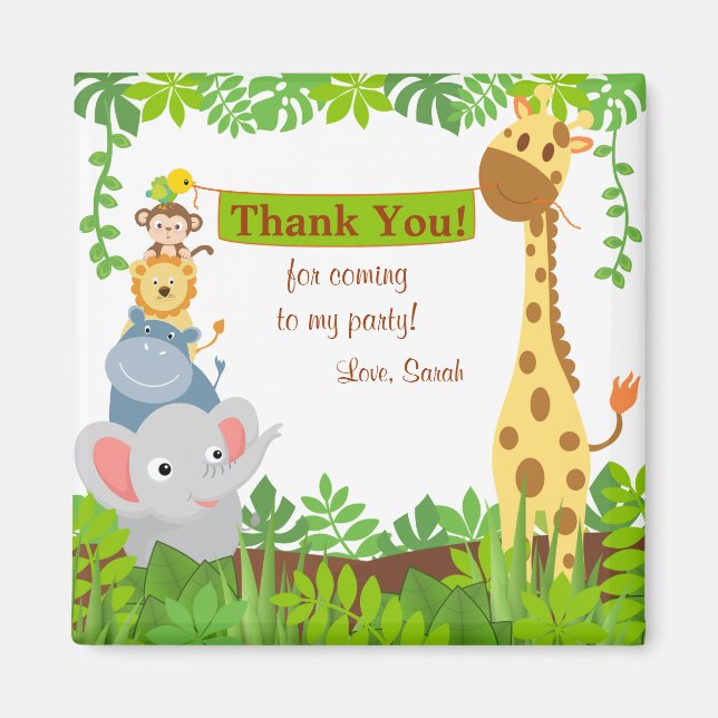 Funny Jungle Animals Thank You Magnet (Front)