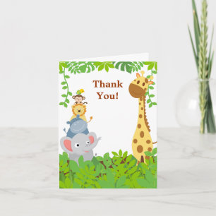 Funny Jungle Baby Animals Thank You Card