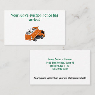 Funny Junk Removal Eviction Notice Business Card