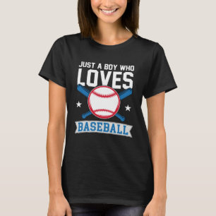 Funny Just A Boy Who Loves Baseball Pitcher Catche T-Shirt