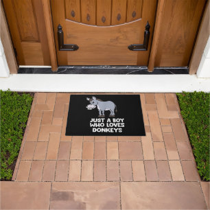 funny Just a Boy Who Loves Donkeys Doormat