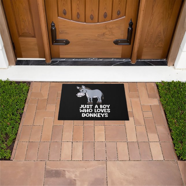 funny Just a Boy Who Loves Donkeys Doormat (Outdoor)