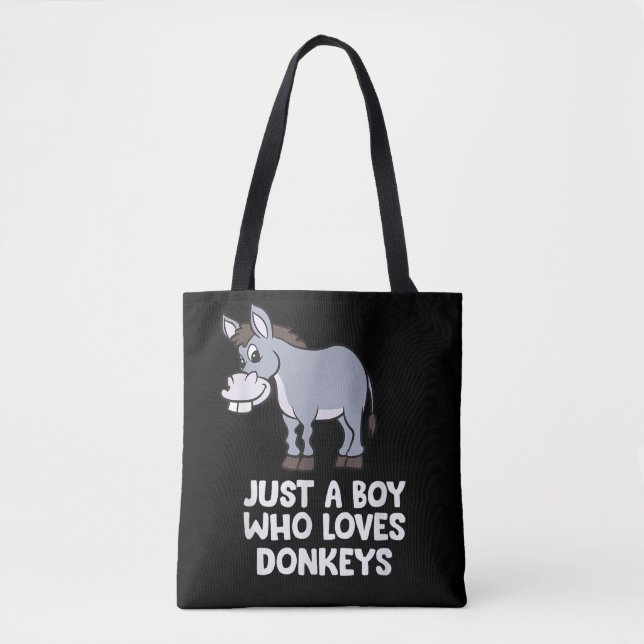 funny Just a Boy Who Loves Donkeys Tote Bag (Front)
