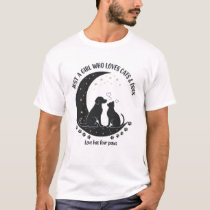 funny Just a Girl who Loves Cats and Dogs mom T-Shirt