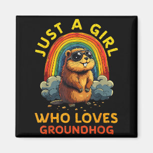 Funny Just A Girl Who Loves Groundhogs Happy Groun Magnet