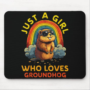 Funny Just A Girl Who Loves Groundhogs Happy Groun Mouse Pad