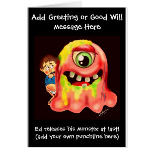 Funny 'just circumcised' cartoon card - add name